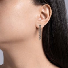 Jay Feder 14k Yellow Gold Diamond 3 Row Drop Dangle Earrings