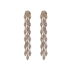 Jay Feder 14k Yellow Gold Diamond 3 Row Drop Dangle Earrings