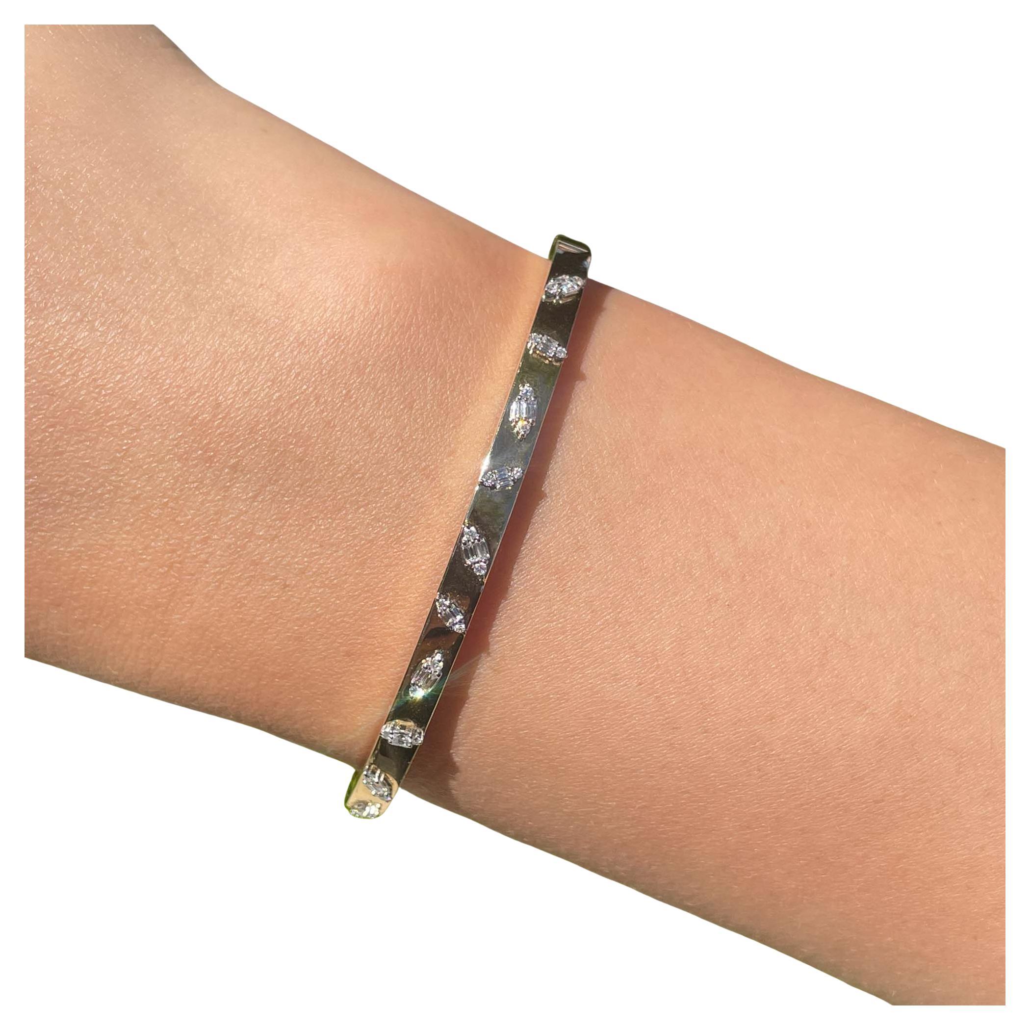 Jay Feder 14k Yellow Gold Diamond Bangle Bracelet