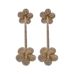 Jay Feder 14k Yellow Gold Diamond Double Flower Hoop Earrings