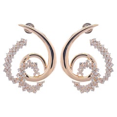 Jay Feder 14k Gelbgold Diamant Wirbel-Tropfen-Ohrringe