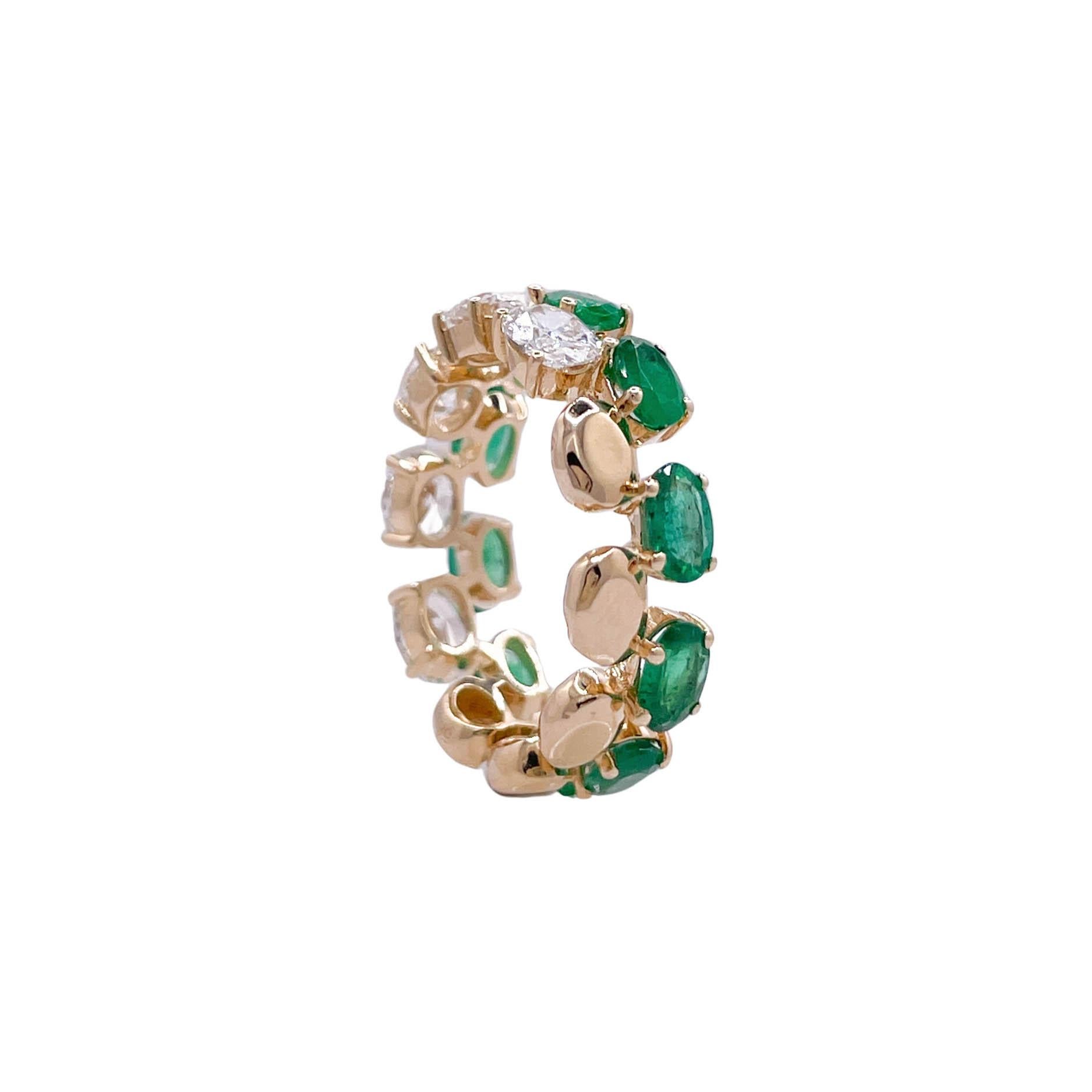 Jay Feder 14k Yellow Gold Emerald and Diamond Band Ring 1