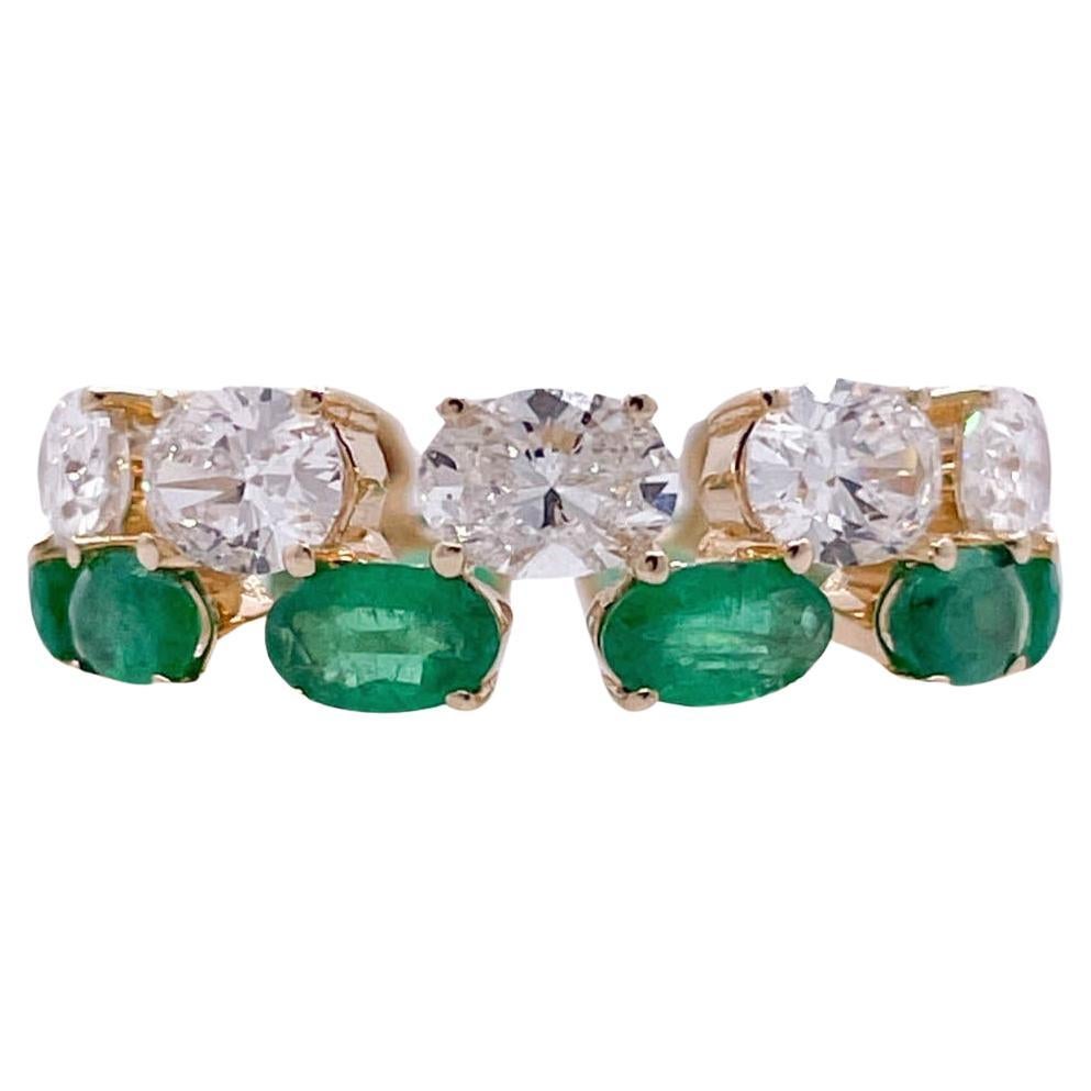 Jay Feder 14k Yellow Gold Emerald and Diamond Band Ring