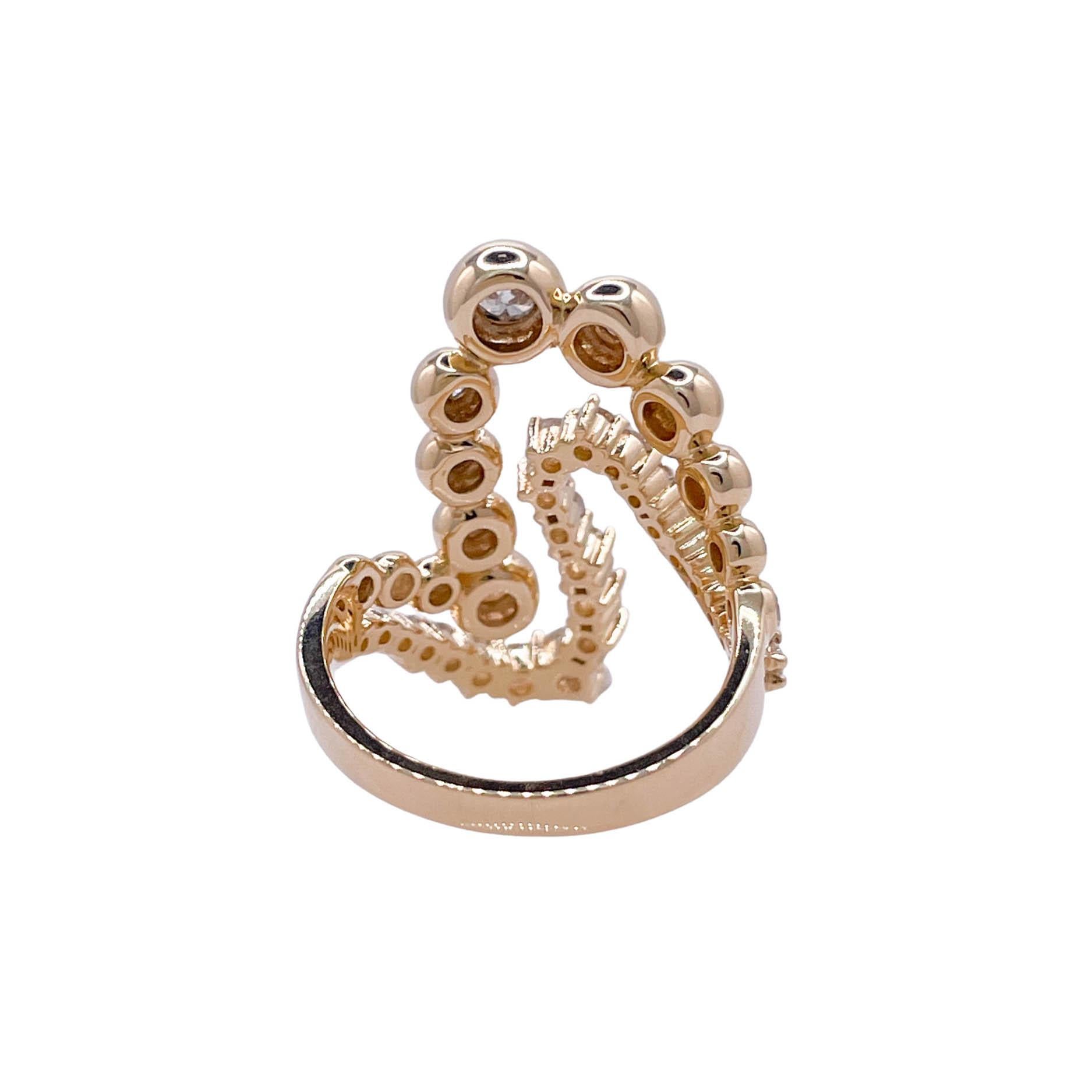 Women's or Men's Jay Feder 14k Yellow Gold Round Diamond Bezel ZigZag Ring For Sale