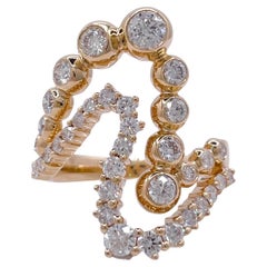 Jay Feder 14k Yellow Gold Round Diamond Bezel ZigZag Ring