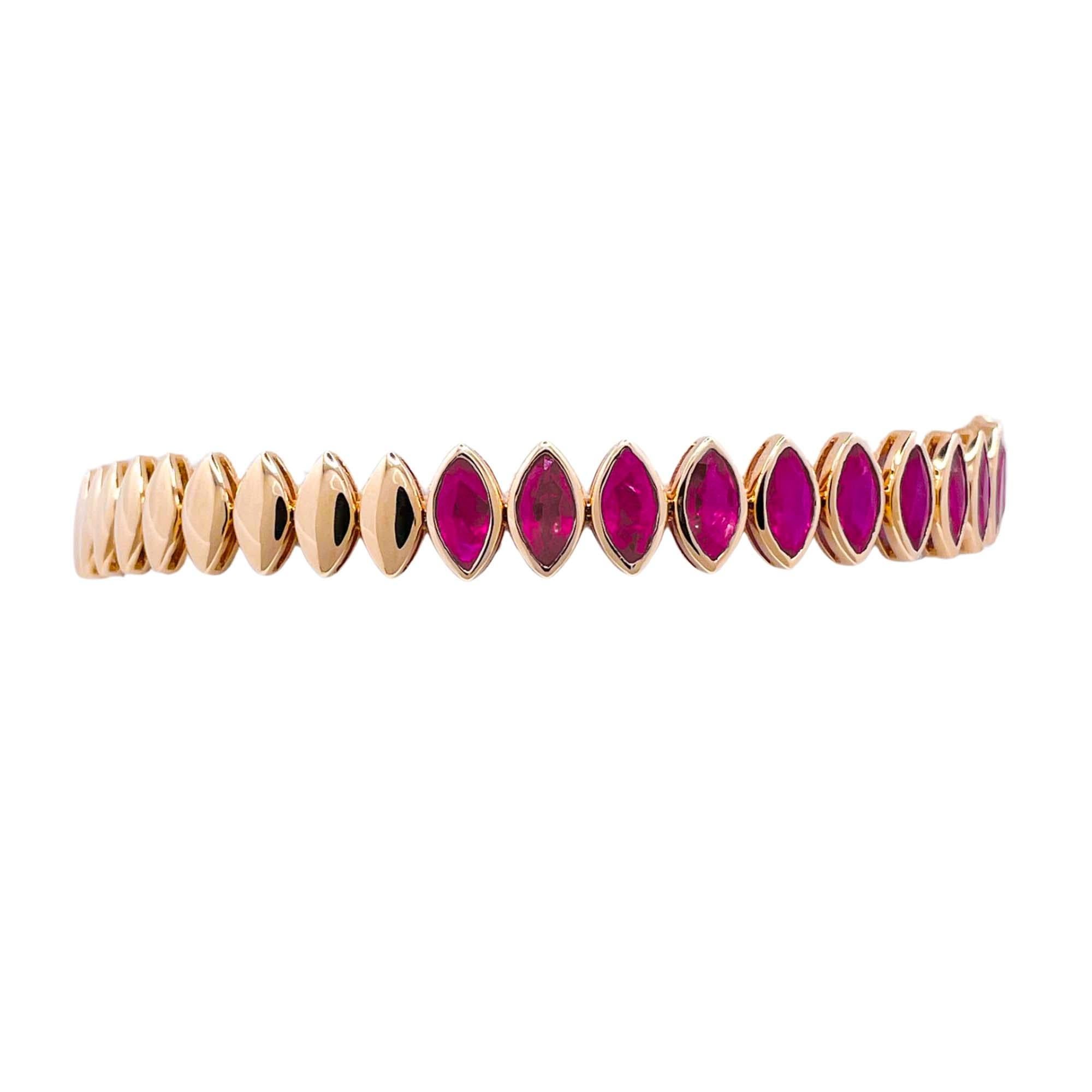 Jay Feders 14k Gelbgold Rubin Spike Tennisarmband im Zustand „Gut“ im Angebot in Boca Raton, FL