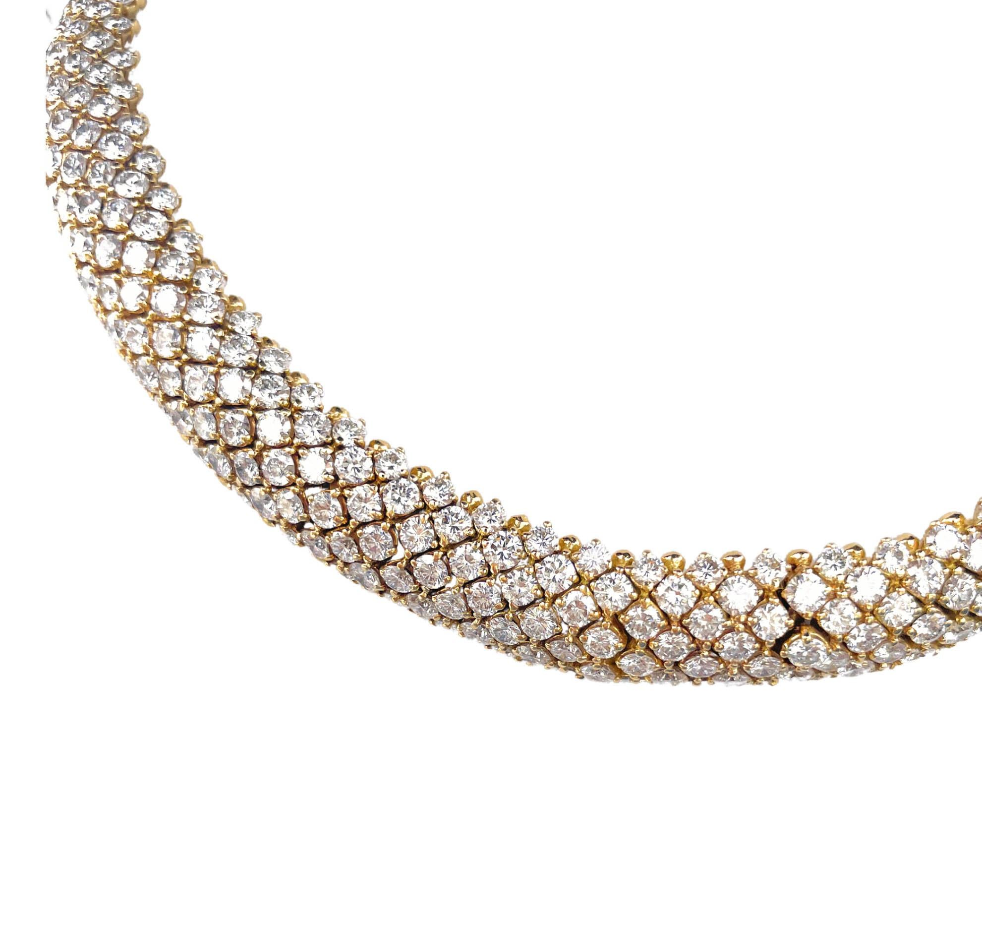 Jay Feder 18 Yellow Gold Diamond Choker Necklace/Bracelet In Good Condition For Sale In Boca Raton, FL