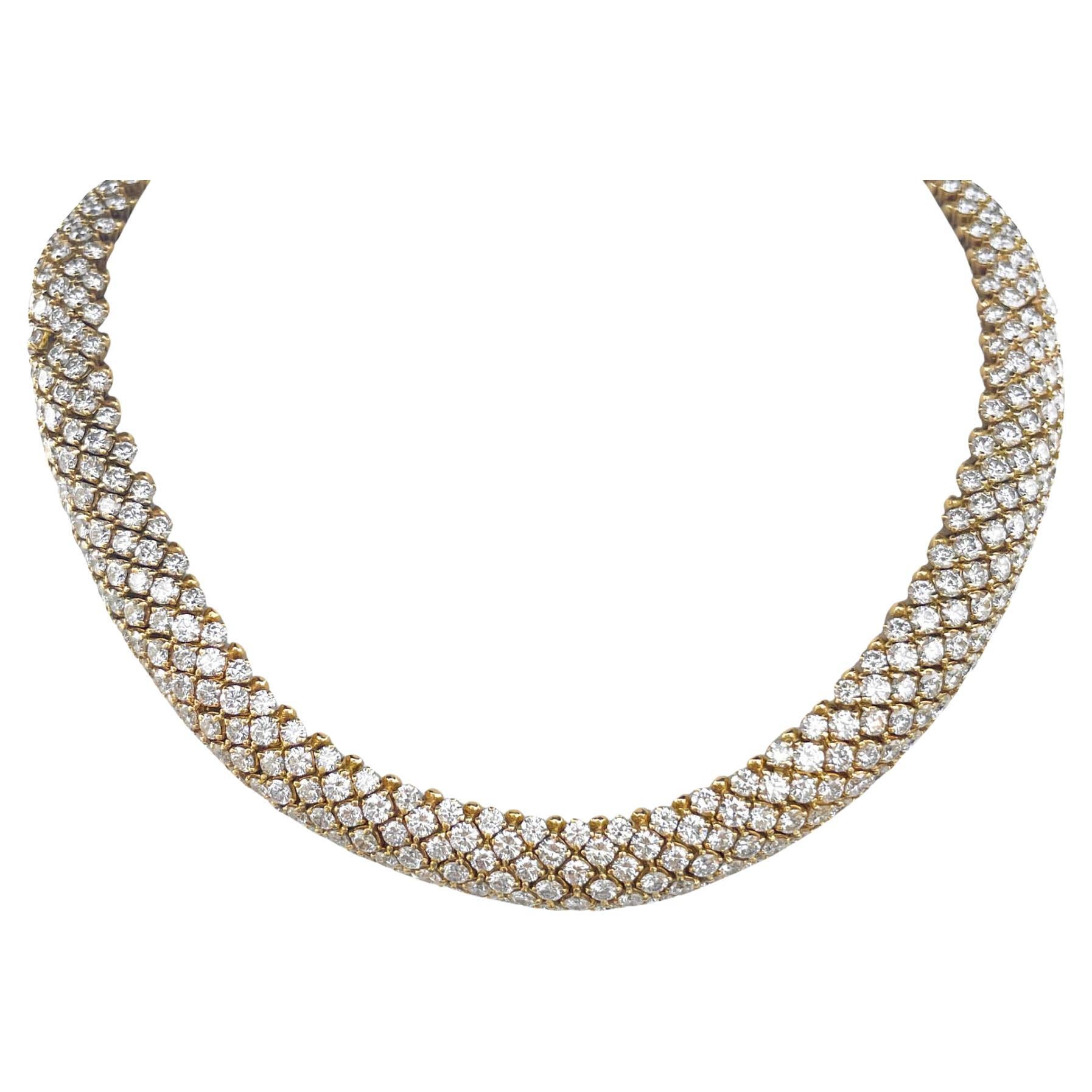 Jay Feder 18 Yellow Gold Diamond Choker Necklace/Bracelet For Sale