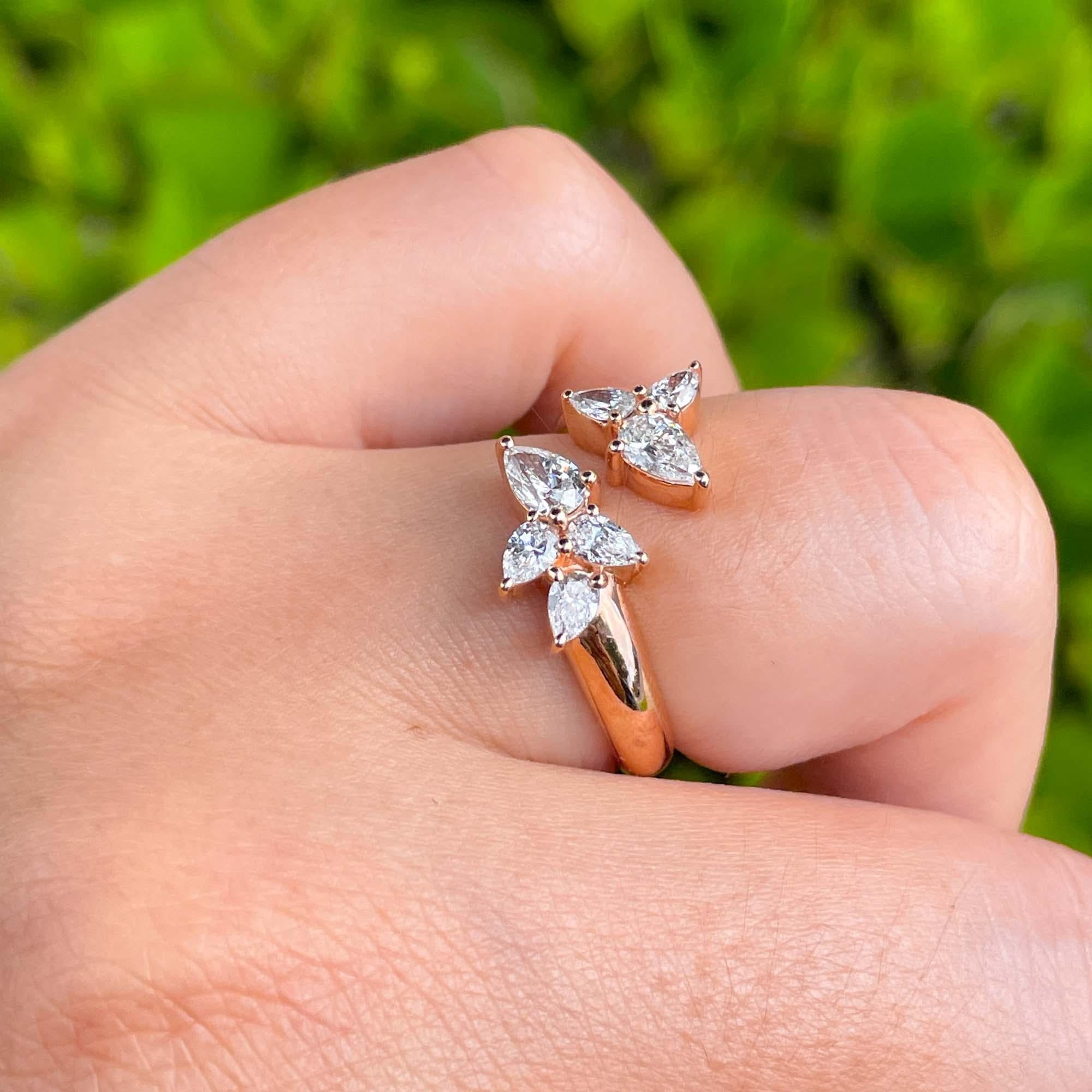 Jay Feder 18k Rose Gold Diamond Crossover Wrap Ring For Sale 4