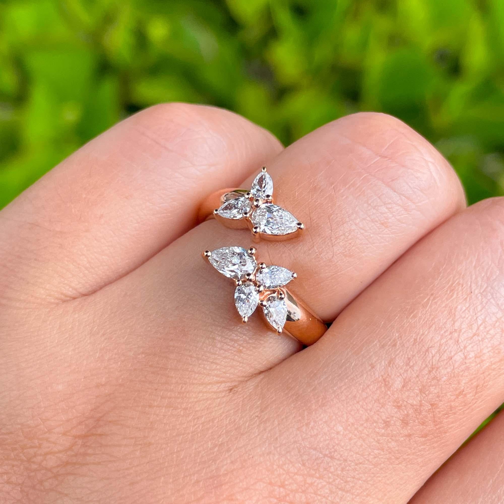 Jay Feder 18k Rose Gold Diamond Crossover Wrap Ring For Sale 5