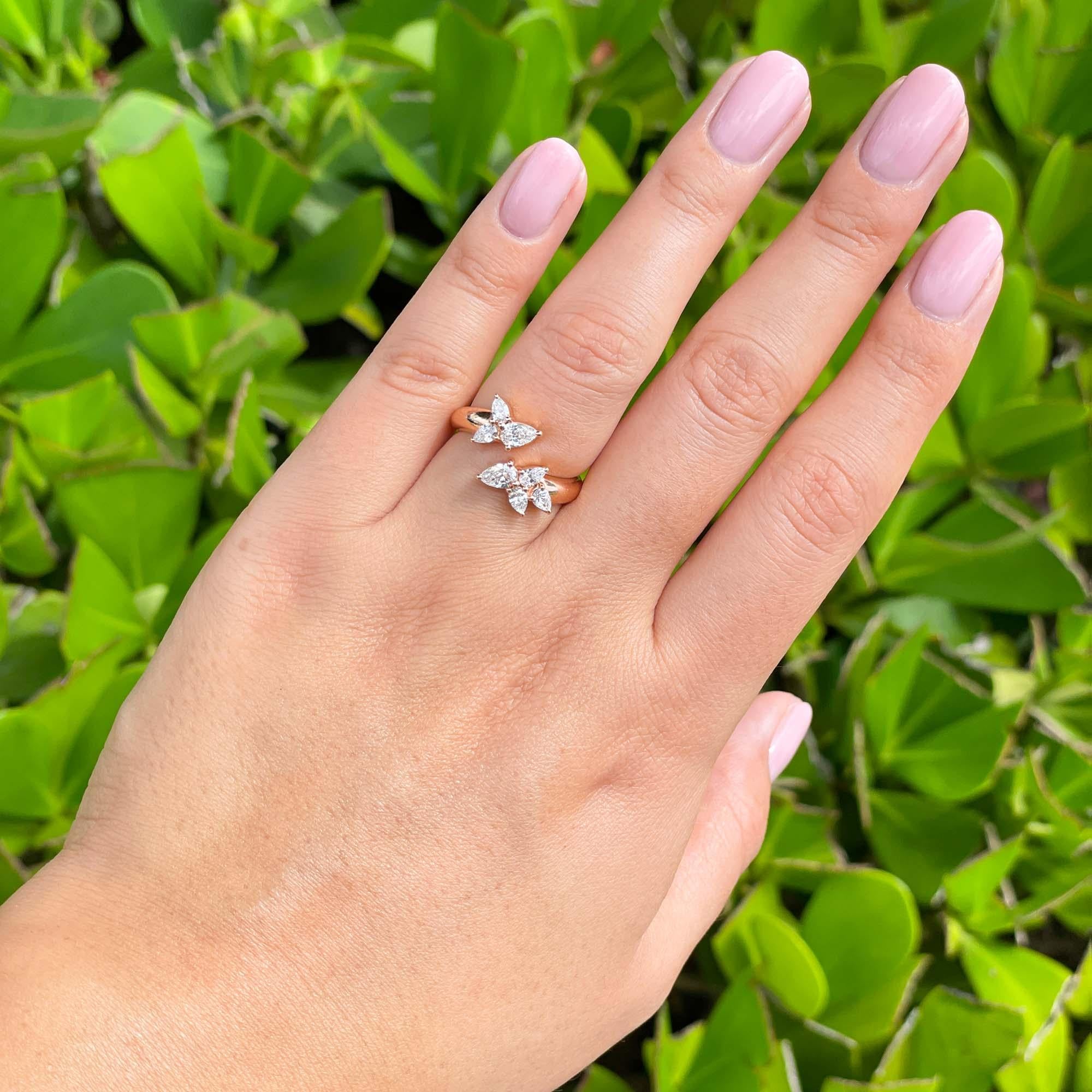 Jay Feder 18k Rose Gold Diamond Crossover Wrap Ring For Sale 6