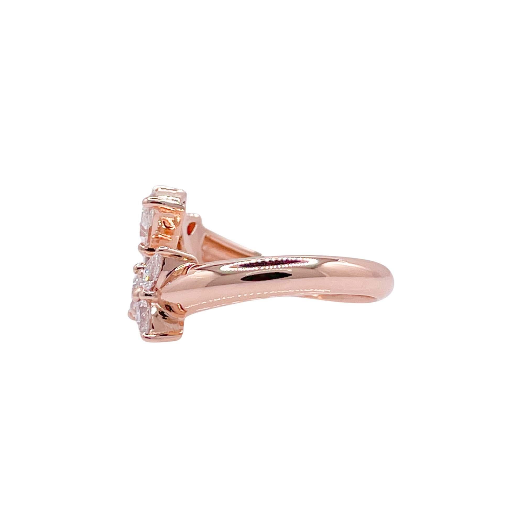 Pear Cut Jay Feder 18k Rose Gold Diamond Crossover Wrap Ring For Sale