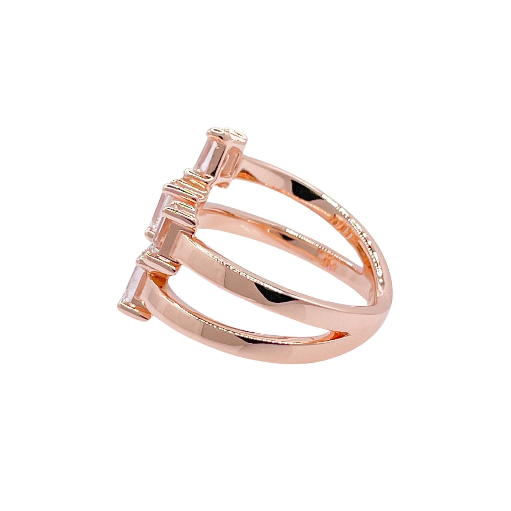 Jay Feder 18k Roségold Diamant Crossover-Wickelring im Zustand „Gut“ im Angebot in Boca Raton, FL