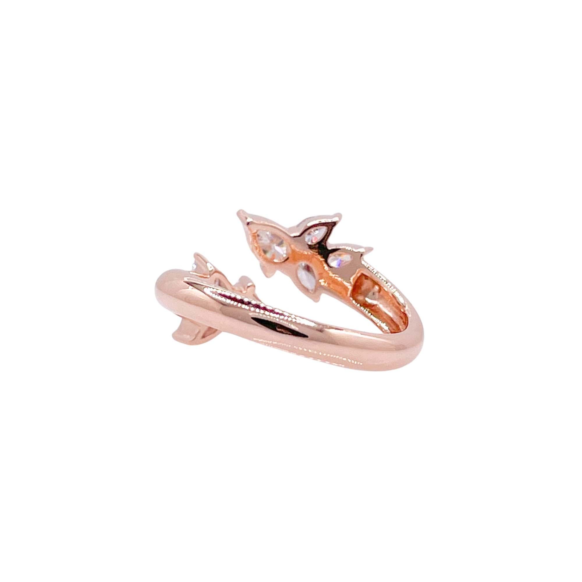 Jay Feder 18k Rose Gold Diamond Crossover Wrap Ring In Good Condition For Sale In Boca Raton, FL
