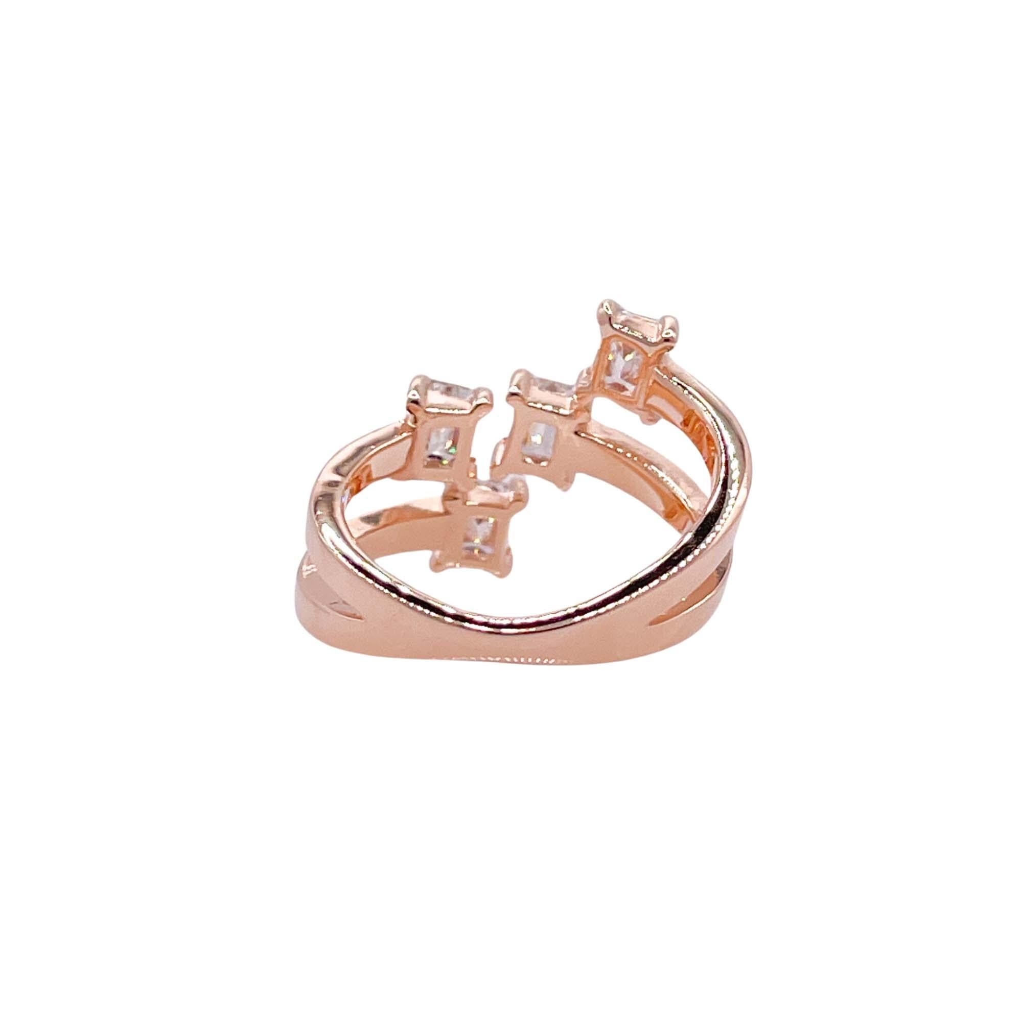 Jay Feder 18k Roségold Diamant Crossover-Wickelring für Damen oder Herren im Angebot