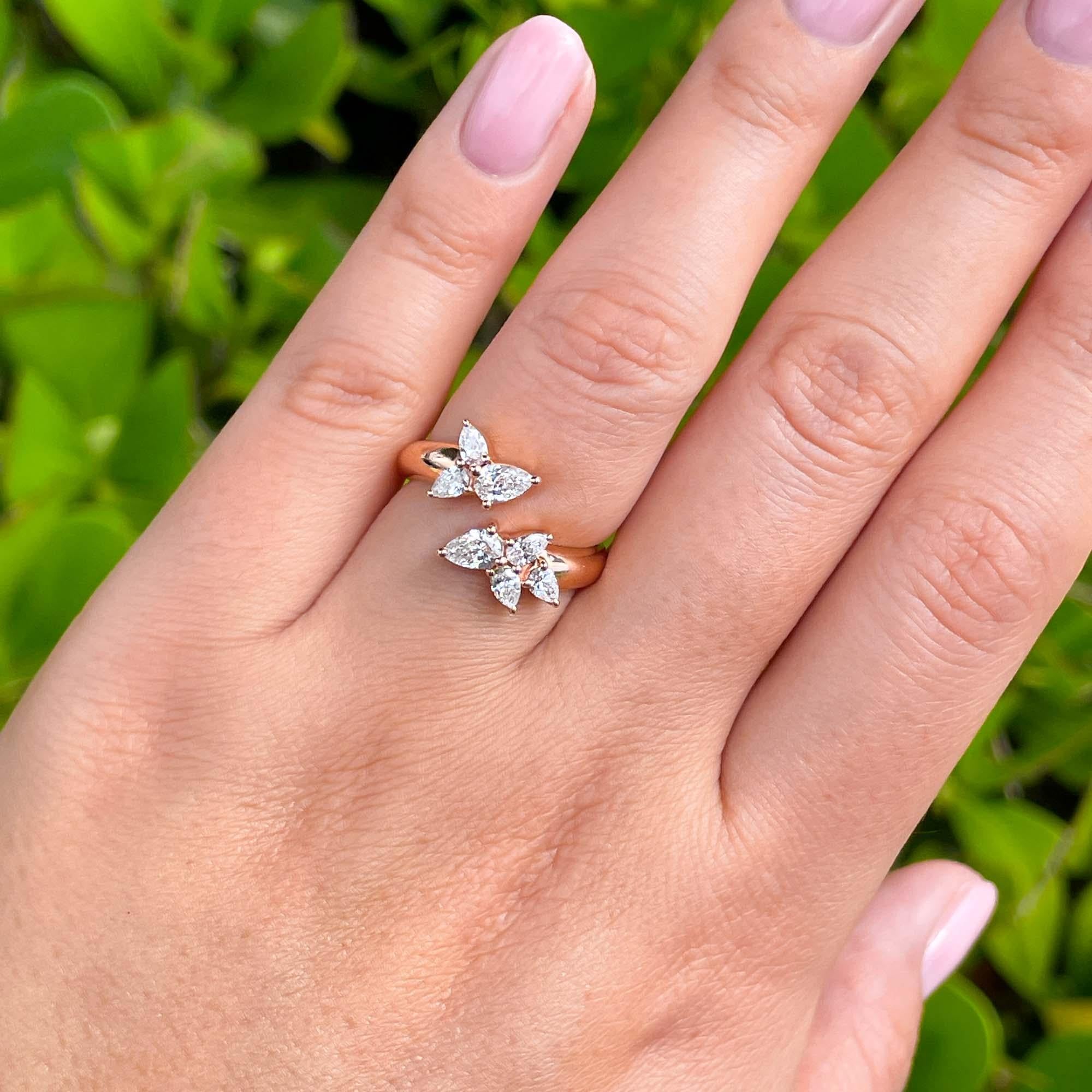 Jay Feder 18k Rose Gold Diamond Crossover Wrap Ring For Sale 1