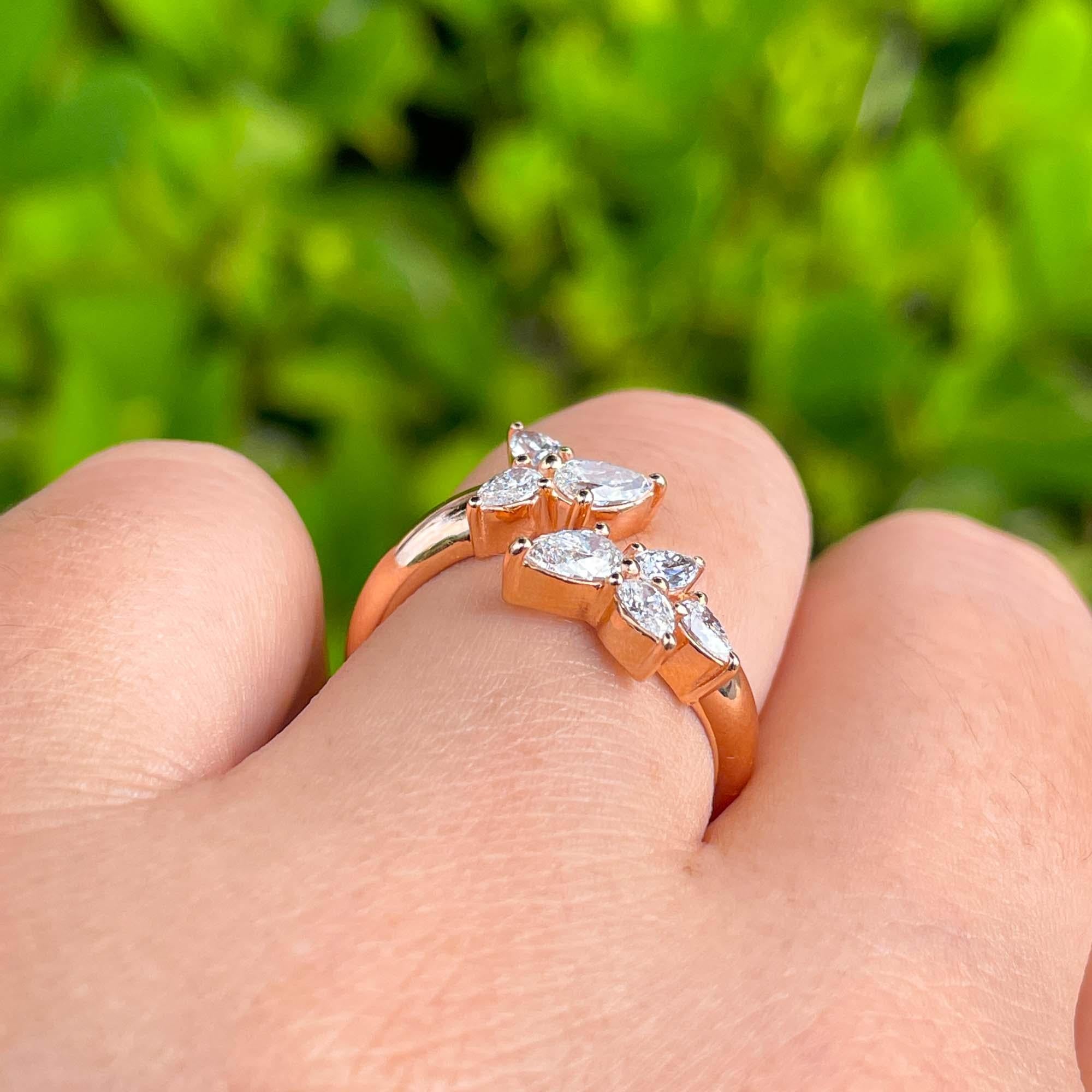 Jay Feder 18k Rose Gold Diamond Crossover Wrap Ring For Sale 3