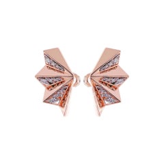Jay Feder 18k Rose Gold Diamond Fan Earrings