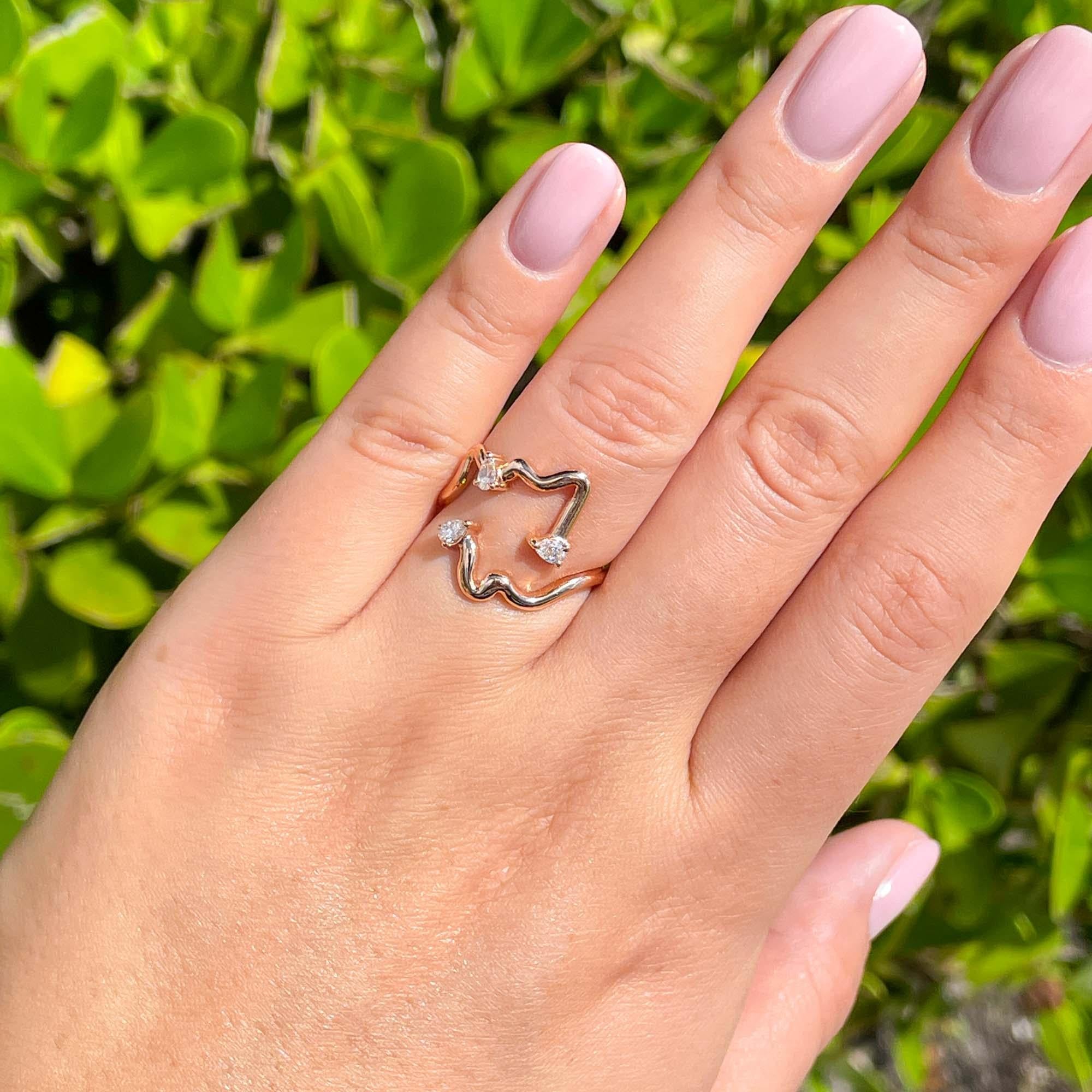 Jay Feder, anello da cocktail con diamante a forma libera in oro rosa 18 carati in vendita 1