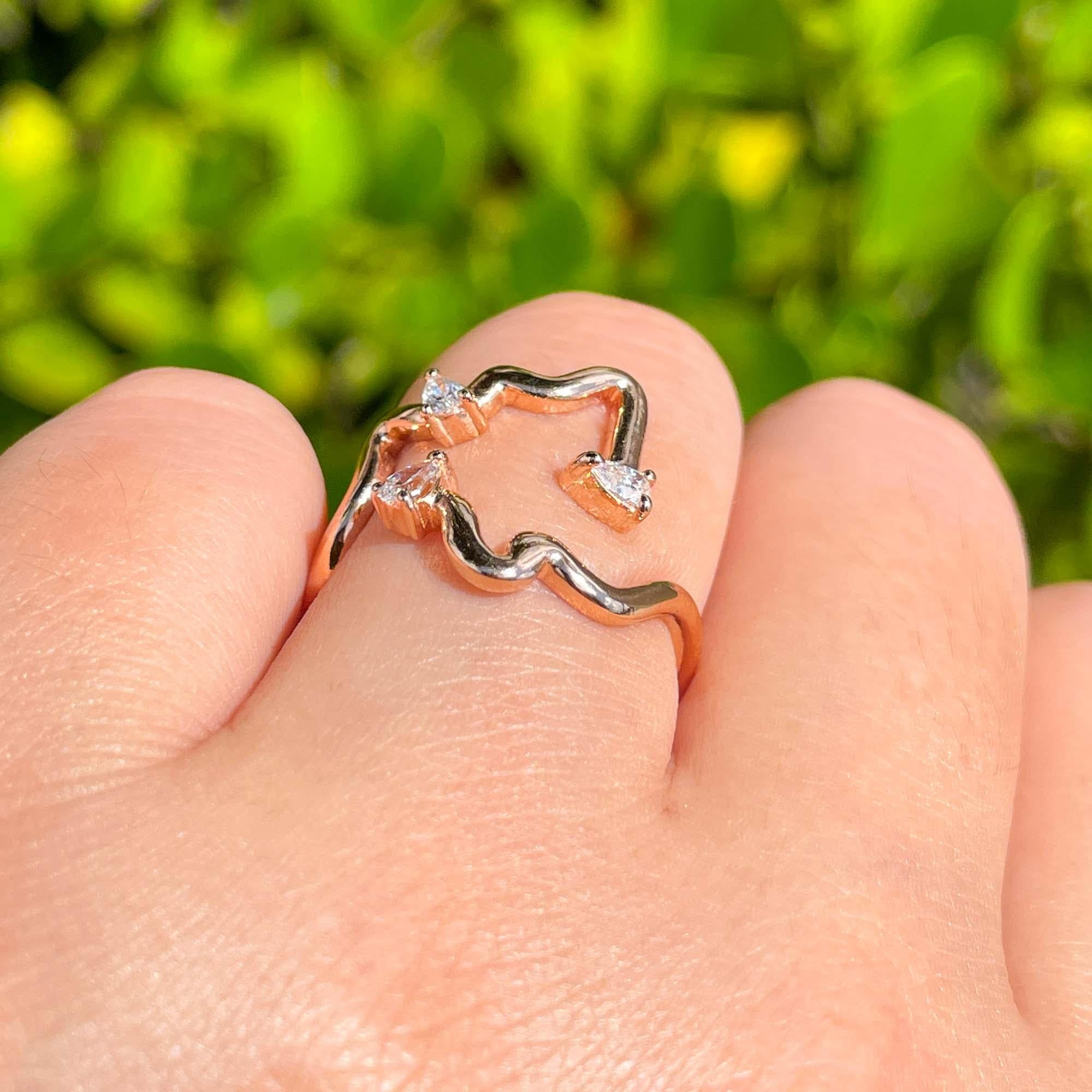 Jay Feder, anello da cocktail con diamante a forma libera in oro rosa 18 carati in vendita 3