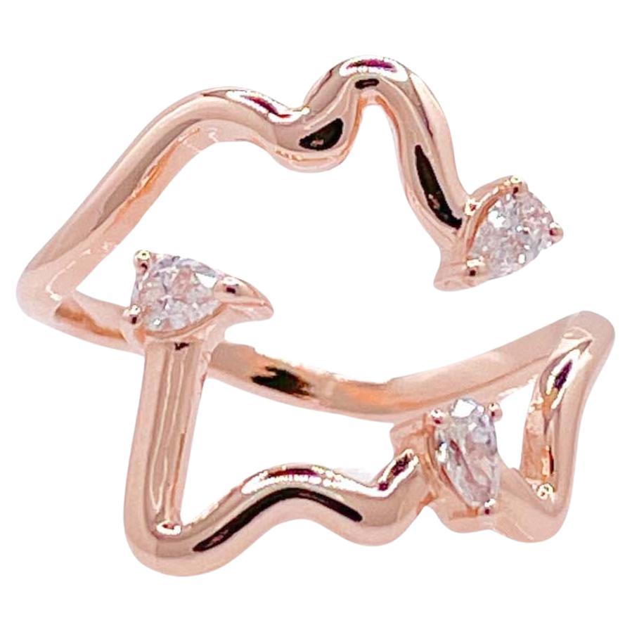 Jay Feder 18k Rose Gold Diamond Freeform Cocktail Ring