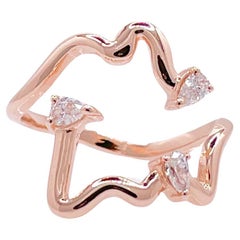 Jay Feder 18k Rose Gold Diamond Freeform Cocktail Ring