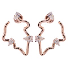Jay Feder 18k Rose Gold Diamond Freeform Earrings
