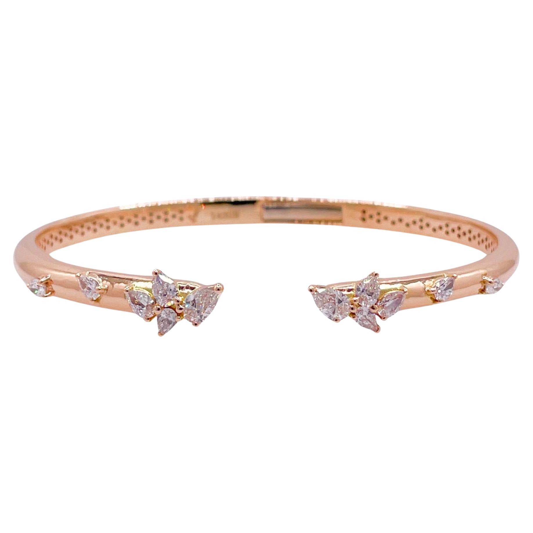 Bracciale a cerniera con diamanti in oro rosa 18k Jay Feder