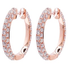 Pendientes de aro ovalados con diamantes Jay Feder de oro rosa de 18k