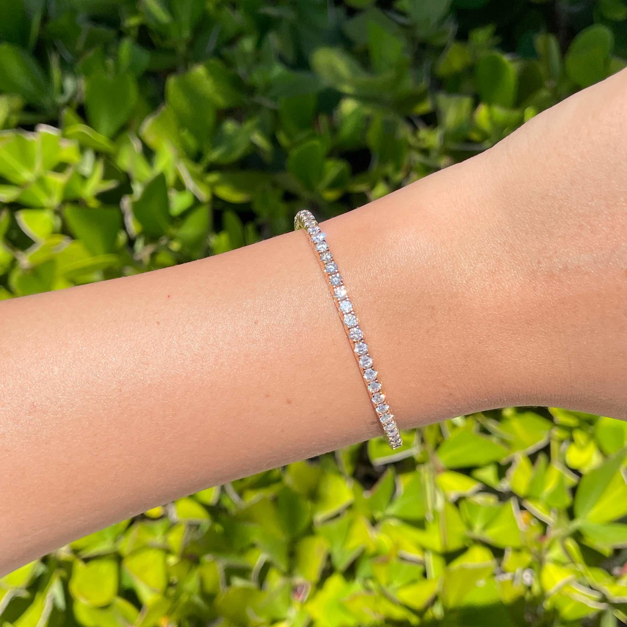 Women's or Men's Jay Feder 18k Rose Gold Diamond Tennis Stretch Bracelet For Sale