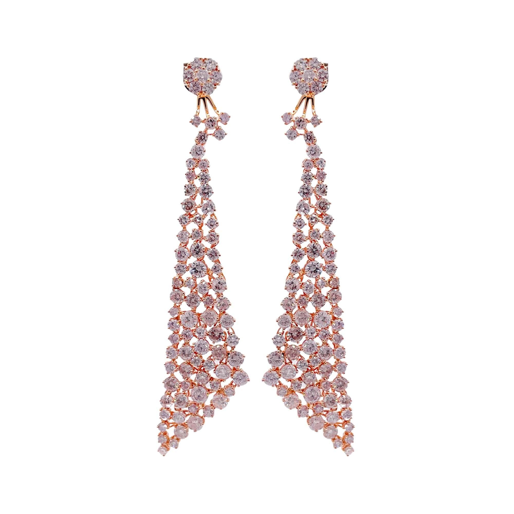 Jay Feder, orecchini pendenti a triangolo con diamante in oro rosa 18k In condizioni buone in vendita a Boca Raton, FL