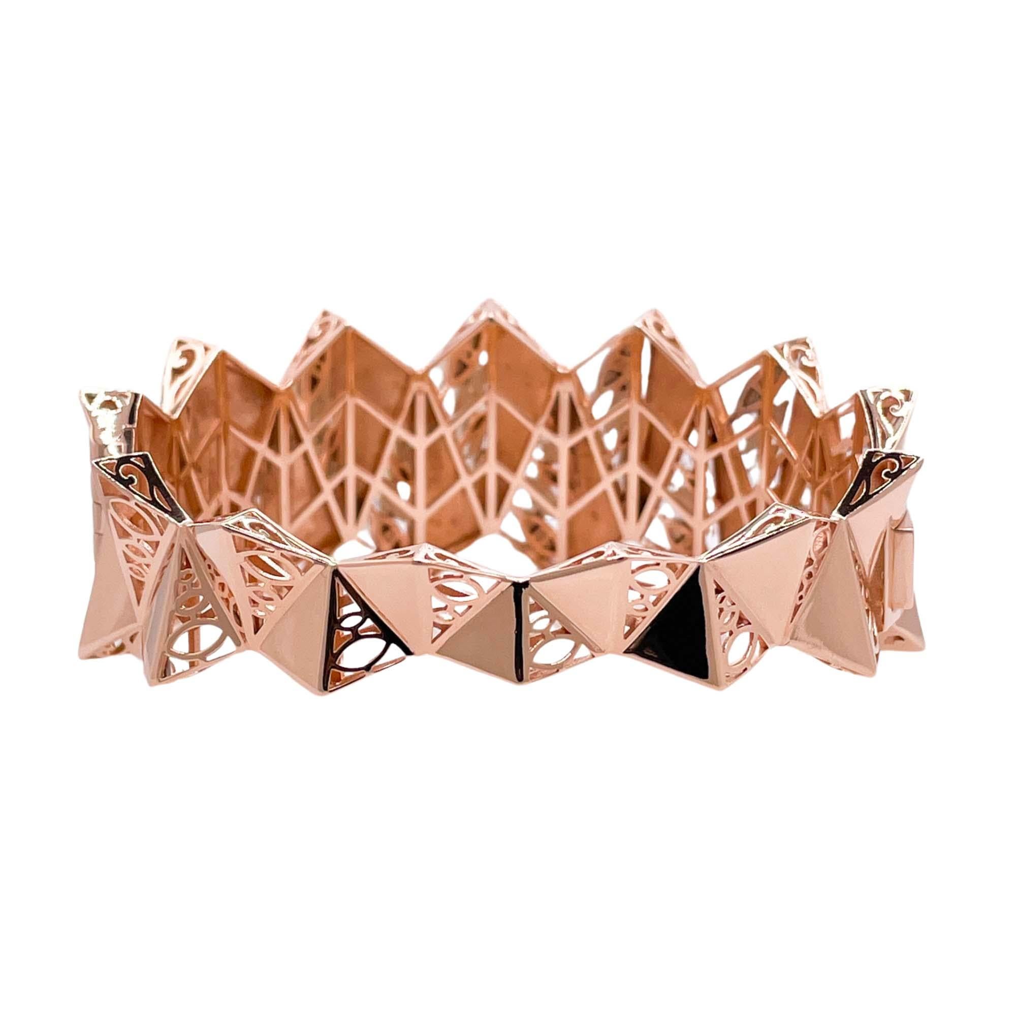 Jay Feders 18k Rose Gold Diamond Wide Bangle Armband im Zustand „Gut“ im Angebot in Boca Raton, FL