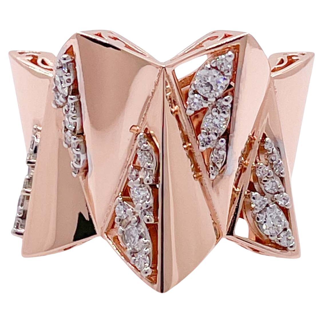 Jay Feder, bague cocktail large en or rose 18 carats et diamants