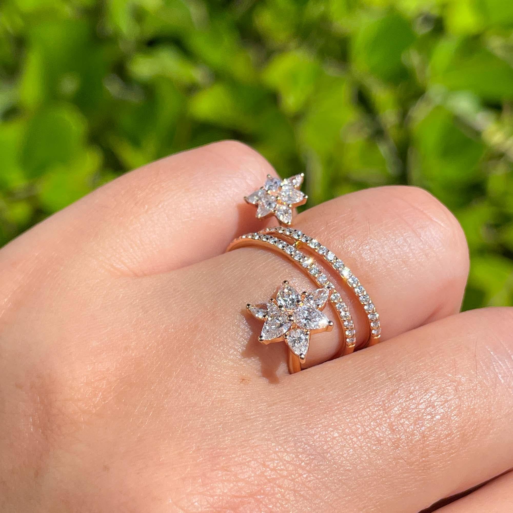 Jay Feder Anello con diamanti in oro rosa 18k in vendita 5