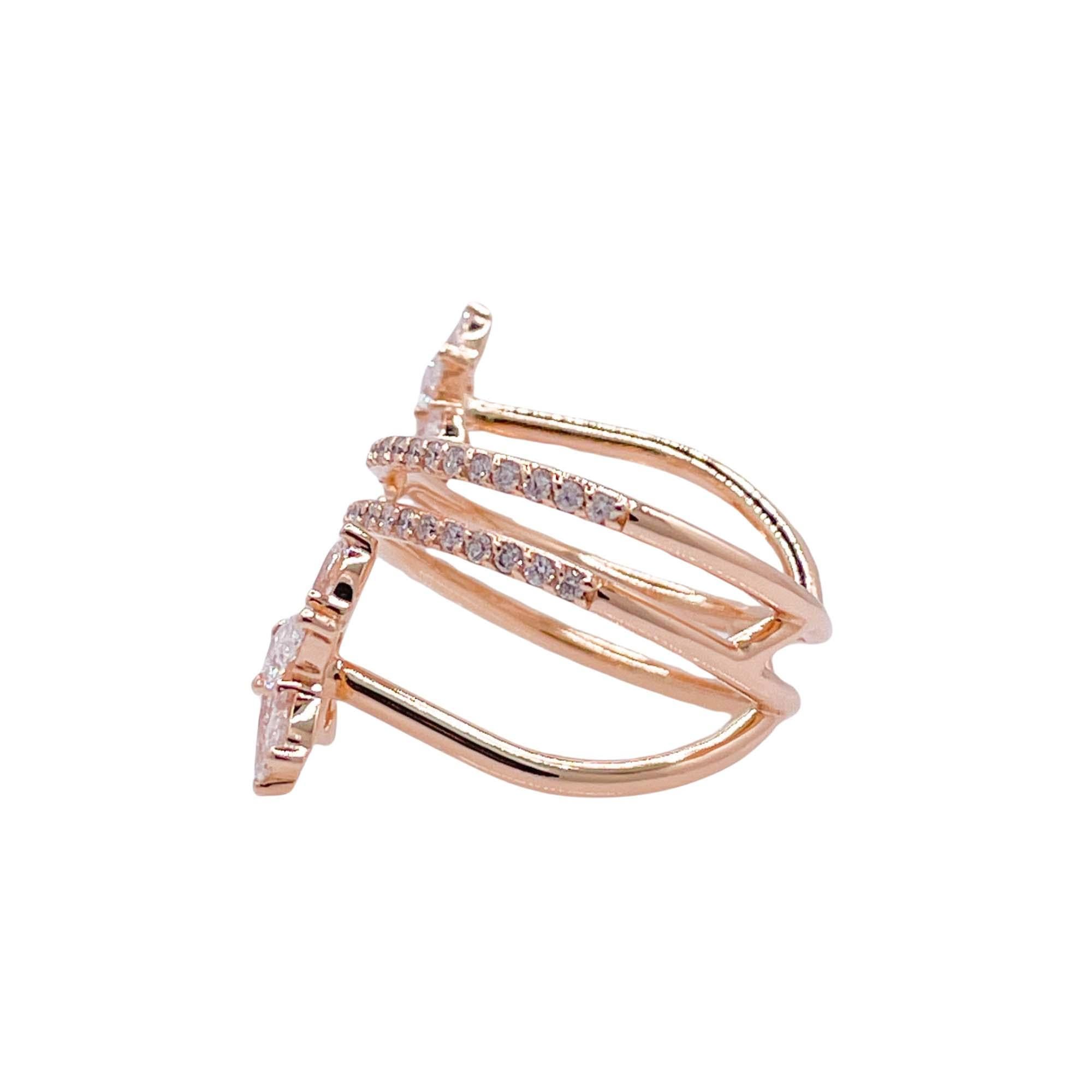 Jay Feder Anello con diamanti in oro rosa 18k In condizioni buone in vendita a Boca Raton, FL