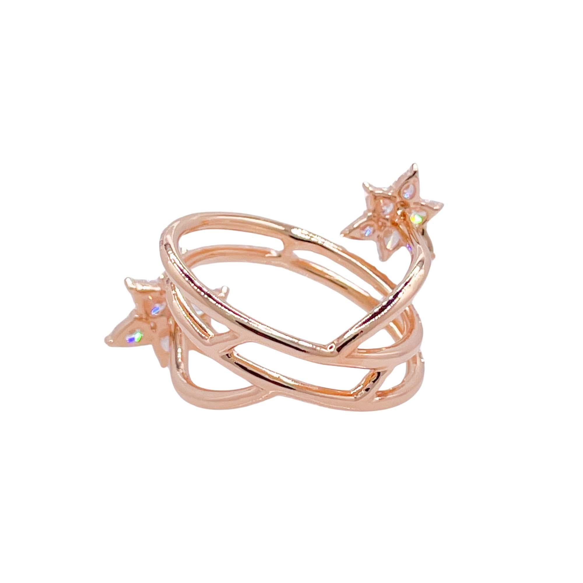 da uomo o donna Jay Feder Anello con diamanti in oro rosa 18k in vendita