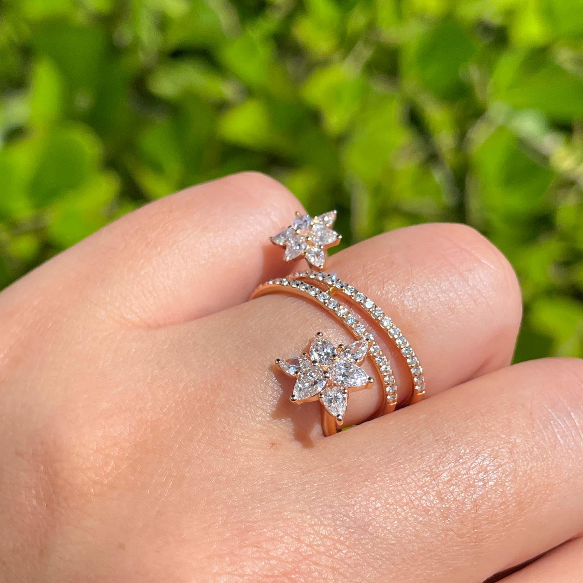 Jay Feder Anello con diamanti in oro rosa 18k in vendita 4