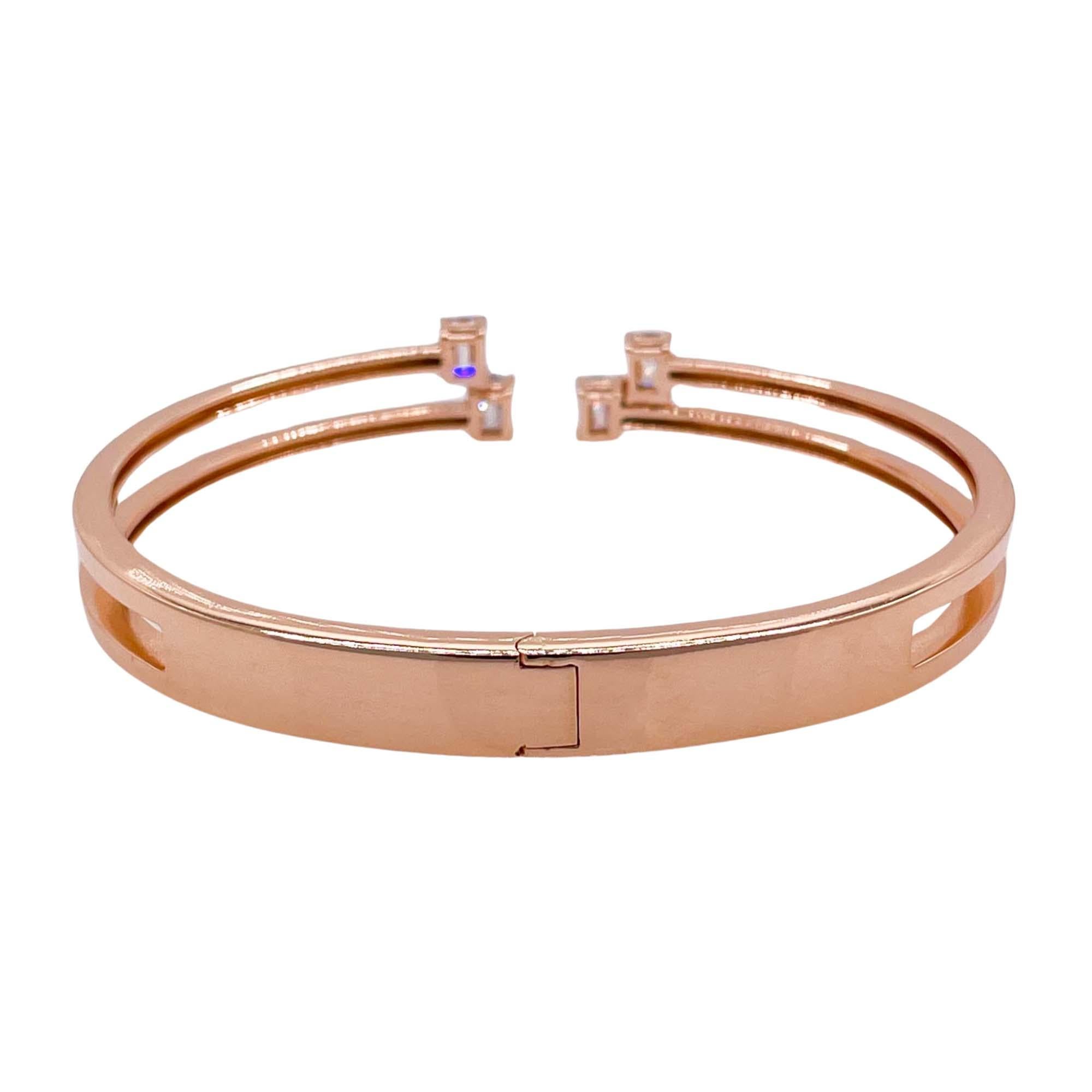 Jay Feders Bracelet à charnière en or rose 18k, émeraude et diamant Bon état - En vente à Boca Raton, FL