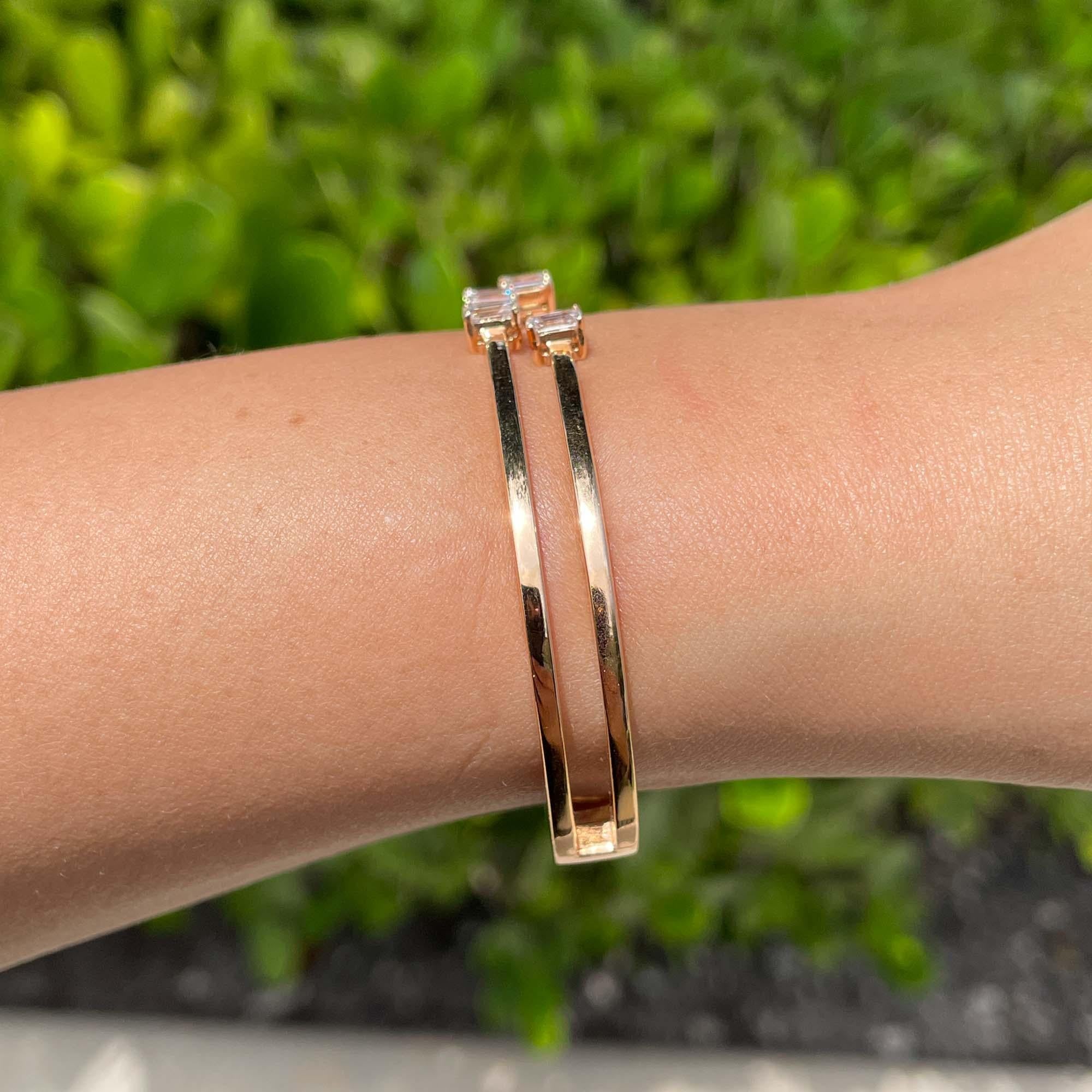 Jay Feders Bracelet à charnière en or rose 18k, émeraude et diamant Unisexe en vente