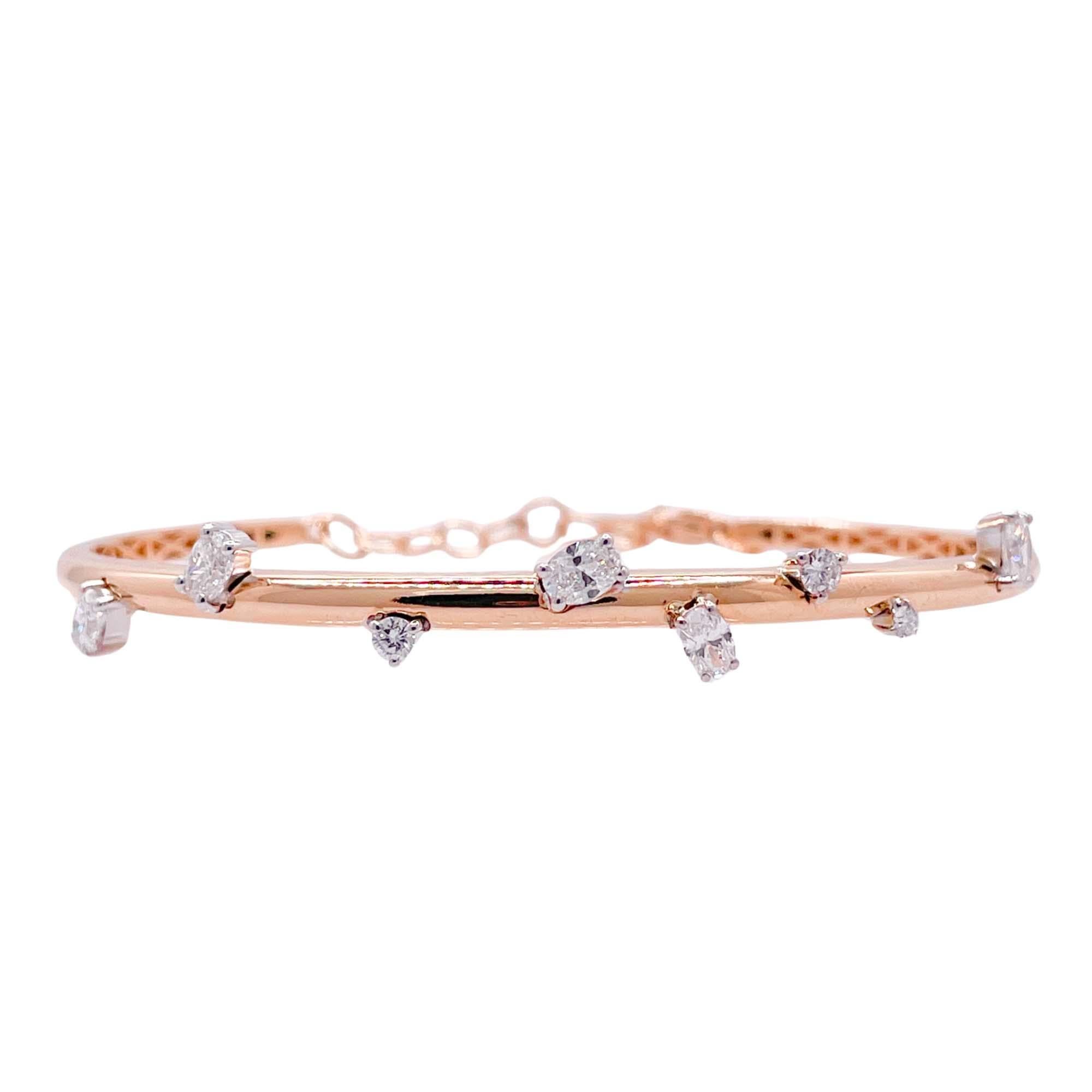 Bracciale ovale con diamanti in oro rosa 18k di Jay Feder In condizioni buone in vendita a Boca Raton, FL