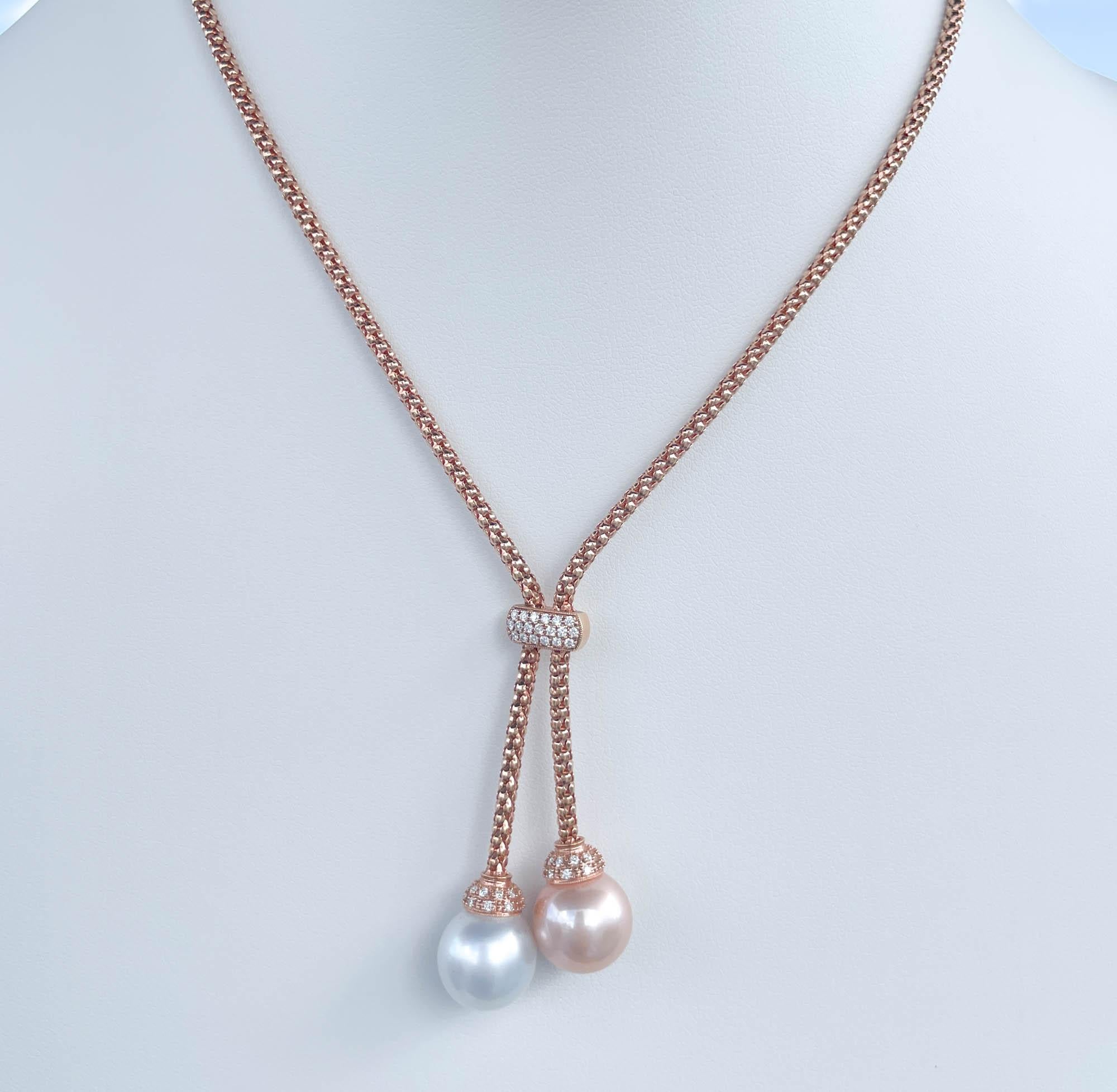 Perlina Collana Jay Federing con perle e diamanti in oro rosa 18k