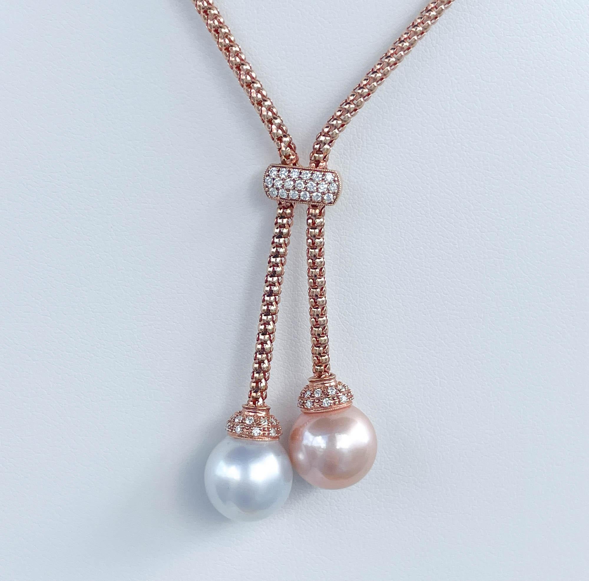 Collana Jay Federing con perle e diamanti in oro rosa 18k In condizioni buone a Boca Raton, FL
