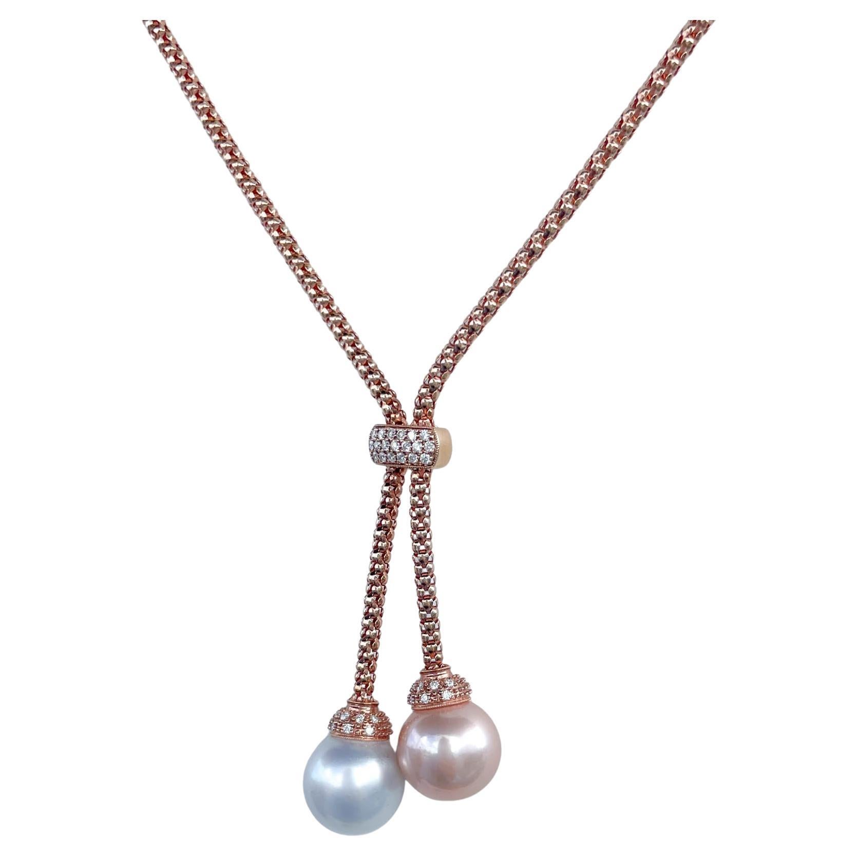 Collana Jay Federing con perle e diamanti in oro rosa 18k