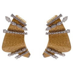Boucles d'oreilles vagues en or bicolore 18k à diamants de Feder