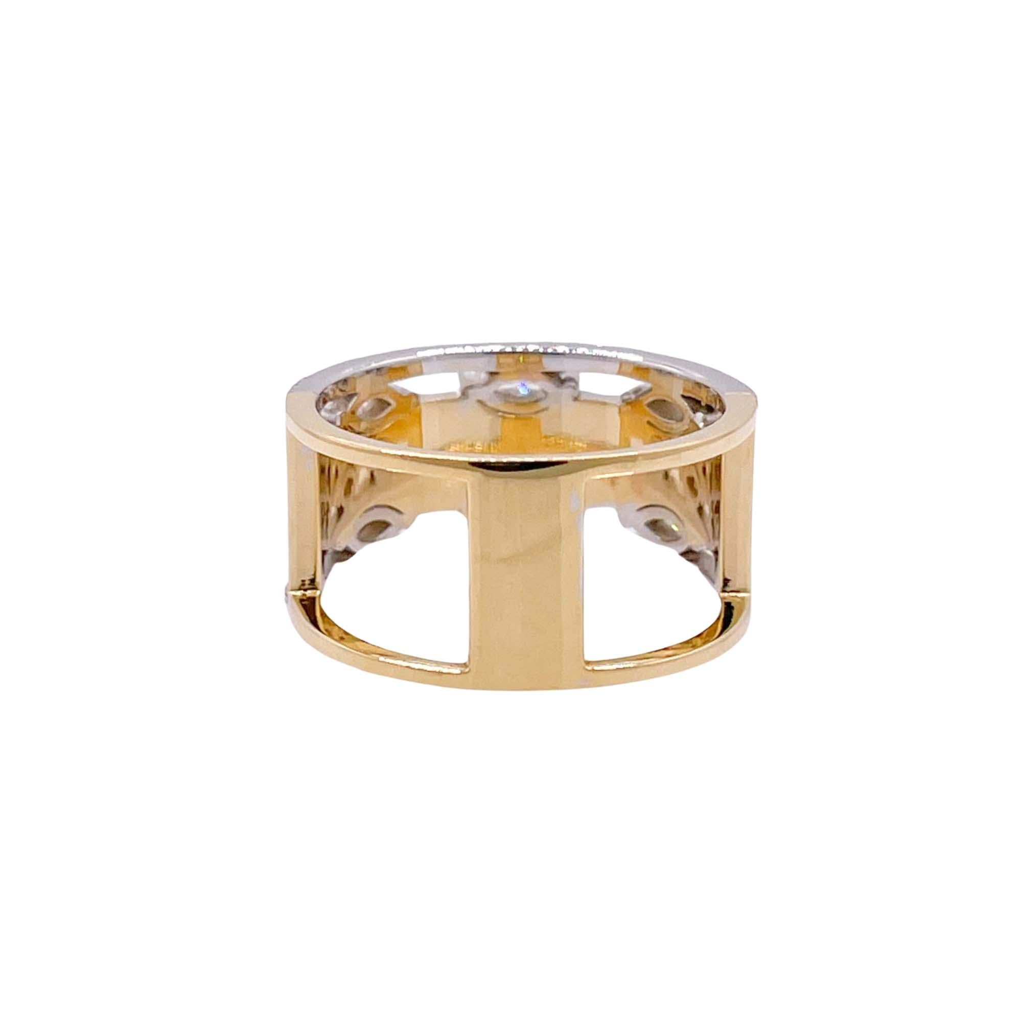 Jay Feder 18k Two Tone Gold Diamond Band Ring In Good Condition For Sale In Boca Raton, FL