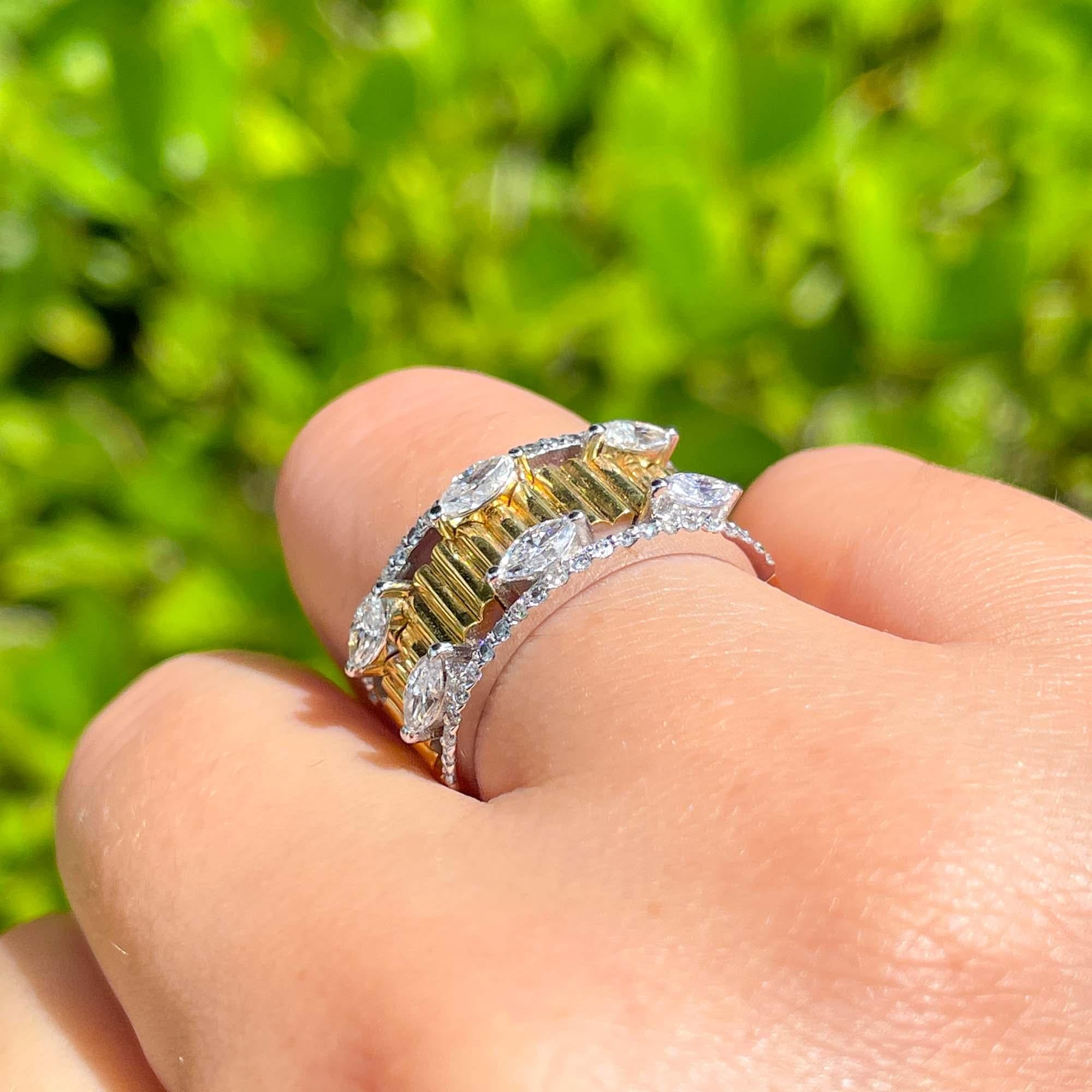 Jay Feder 18k Two Tone Gold Diamond Band Ring For Sale 1