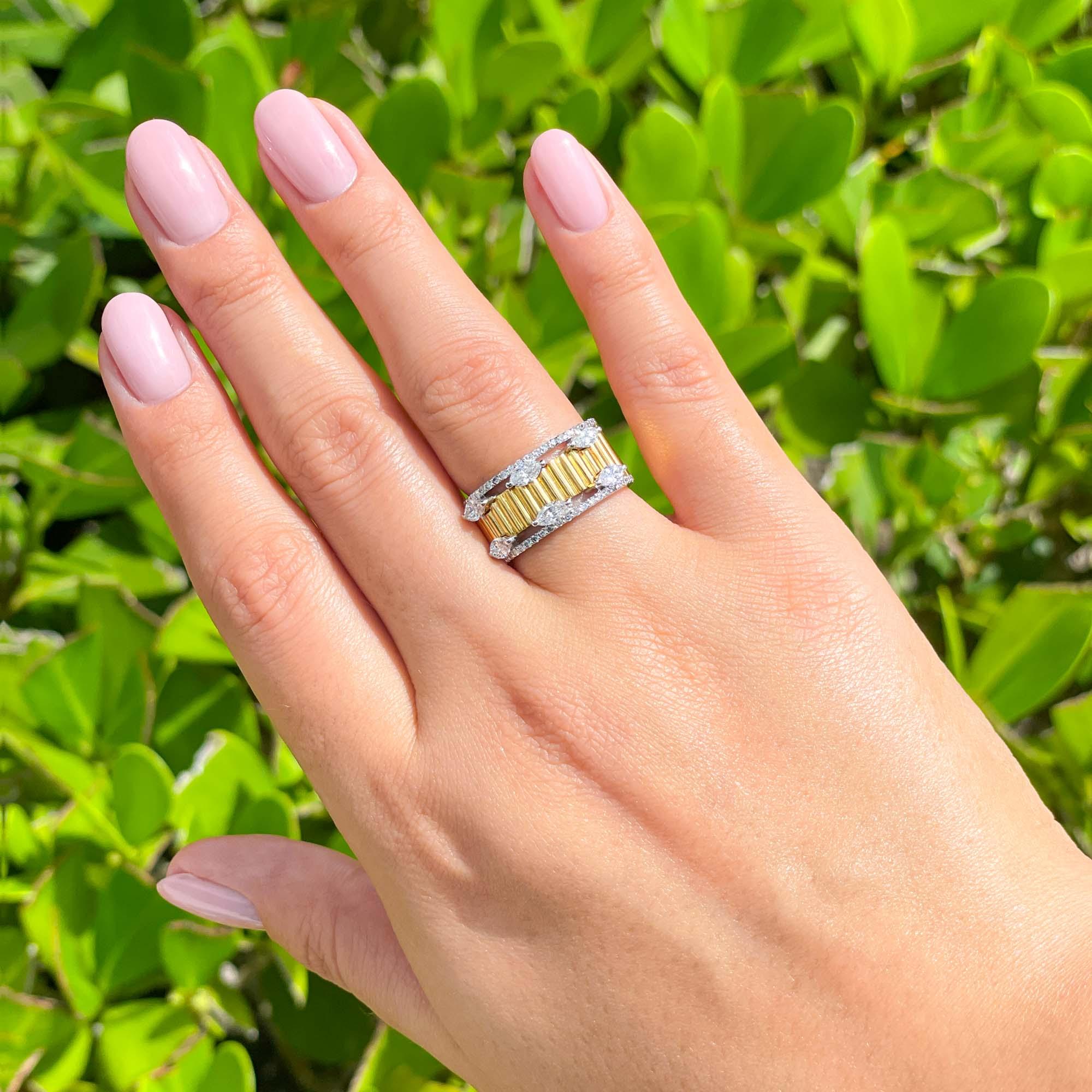 Jay Feder 18k Two Tone Gold Diamond Band Ring For Sale 3