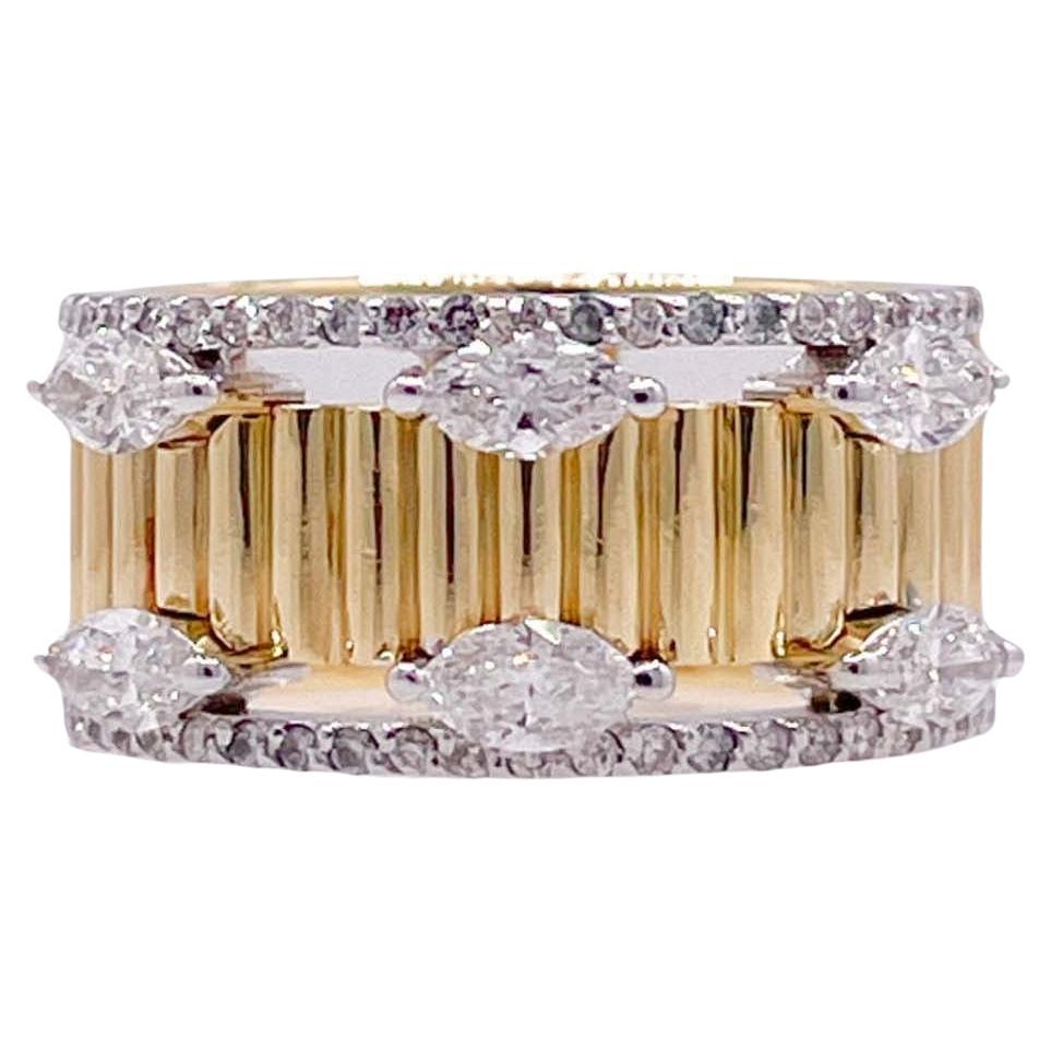 Jay Feder 18k Two Tone Gold Diamond Band Ring