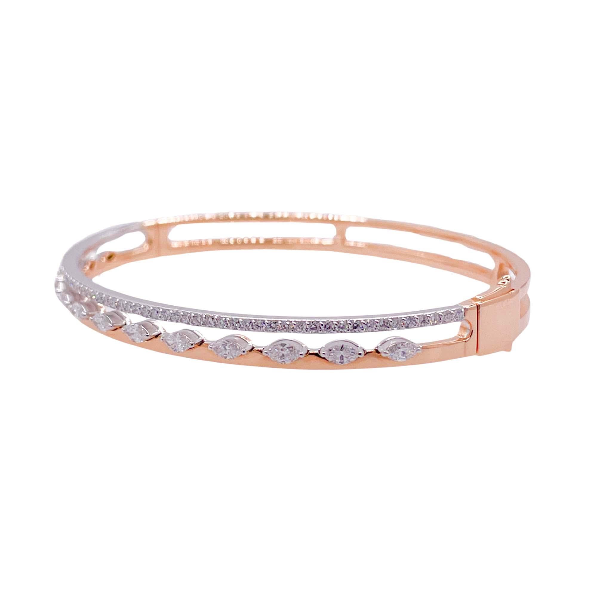 Jay Feder Bracelet jonc en or bicolore 18 carats avec diamants Bon état - En vente à Boca Raton, FL