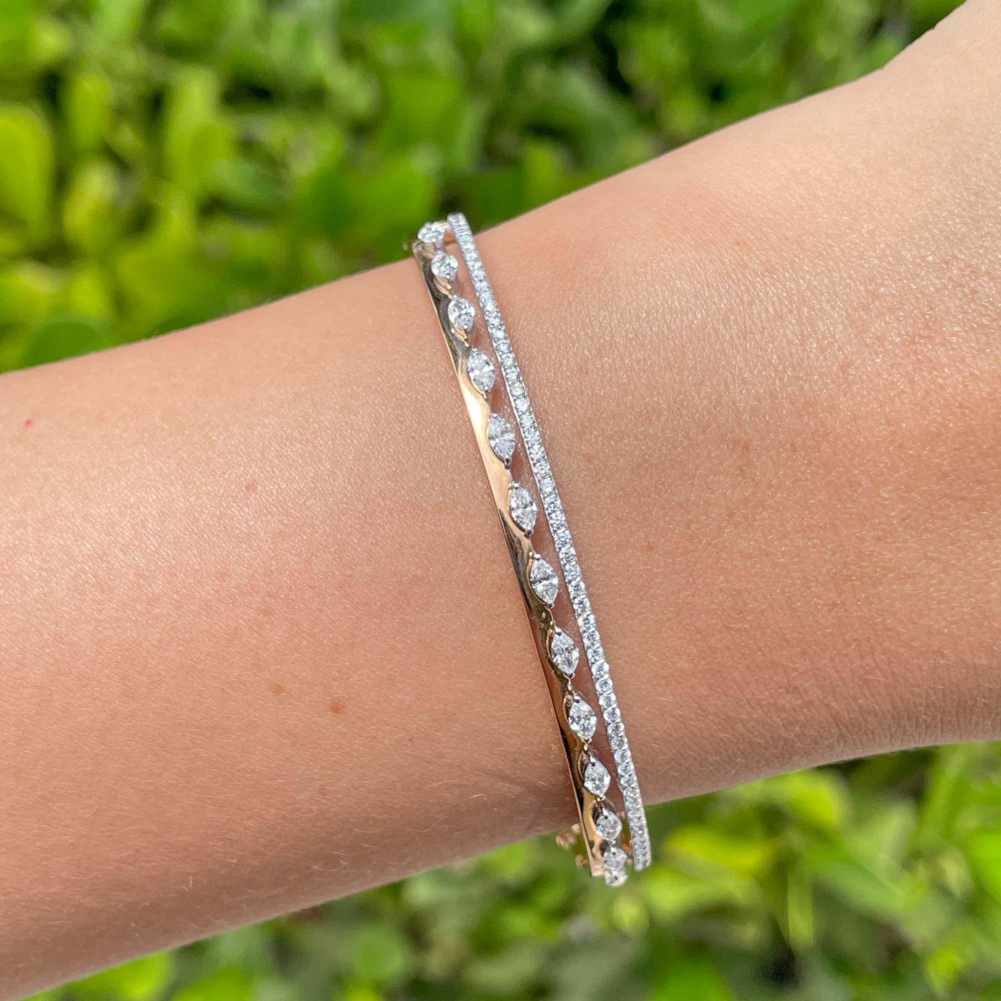 Jay Feder Bracelet jonc en or bicolore 18 carats avec diamants en vente 1